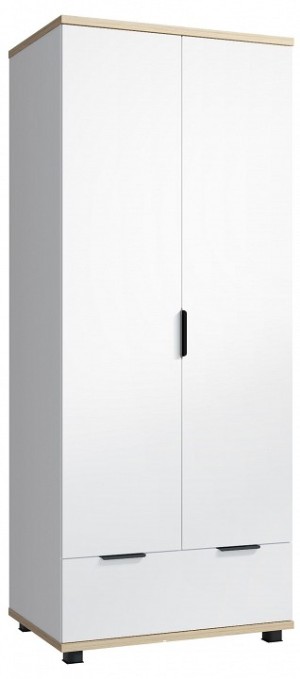 Шкаф платяной СкайЛайт СЛ-02К (белый, блэквуд ячменный меренга  800x580x1980)