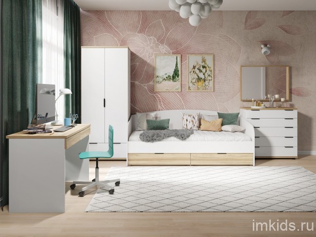 Шкаф платяной СкайЛайт СЛ-02К (белый, блэквуд ячменный меренга  800x580x1980)