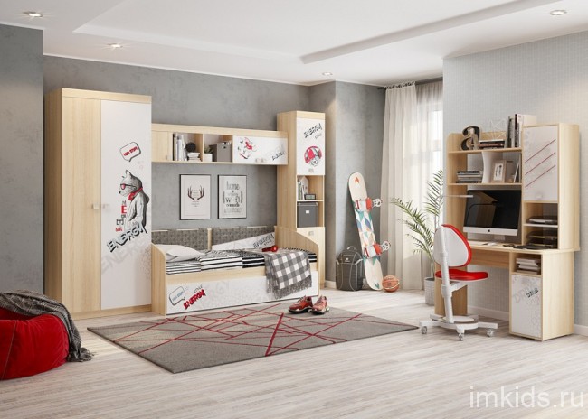 Шкаф комбинированный Энерджи (дуб сонома белый с рисунком, дуб сонома  450x420x2200)