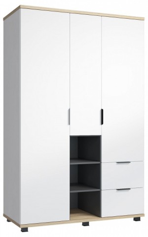 Шкаф платяной СкайЛайт СЛ-03К (белый, блэквуд ячменный, графит меренга  1257x580x1980)
