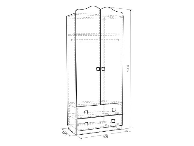 Шкаф платяной Фэнтези MDF-01 (белый рамух белый рамух с рисунком  800x420x1905)