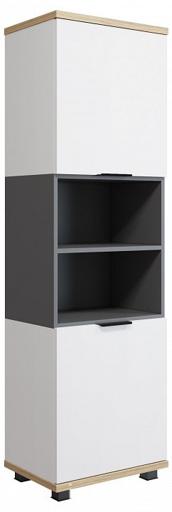 Шкаф комбинированный СкайЛайт СЛ-04К (белый, блэквуд ячменный, графит меренга  510x370x1720)