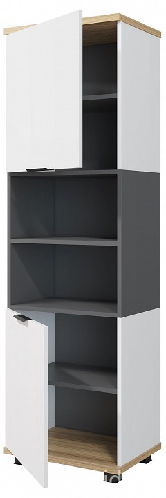 Шкаф комбинированный СкайЛайт СЛ-04К (белый, блэквуд ячменный, графит меренга  510x370x1720)