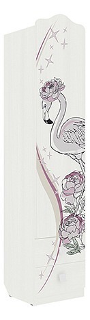 Шкаф платяной Фэнтези MDF-02 (белый рамух белый рамух с рисунком  400x420x1905)