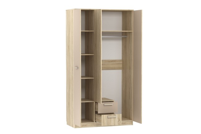 Шкаф платяной Акварель НМ 013.08-01 М1 (дуб сонома дуб сонома, капучино  1202x574x2256)