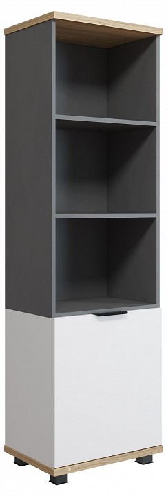 Стеллаж комбинированный СкайЛайт левый СЛ-05К (белый, блэквуд ячменный, графит меренга  510x370x1720)