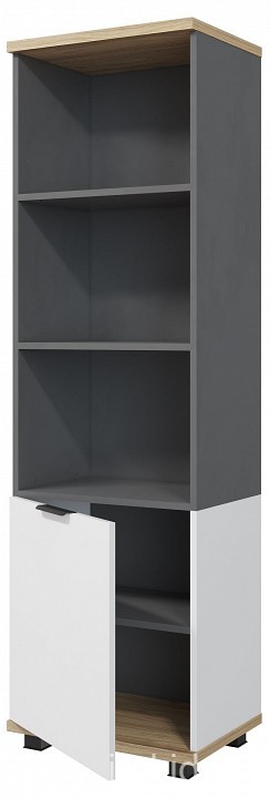 Стеллаж комбинированный СкайЛайт левый СЛ-05К (белый, блэквуд ячменный, графит меренга  510x370x1720)