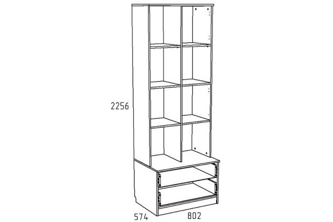 Шкаф комбинированный Акварель НМ 013.10 М (дуб сонома дуб сонома, капучино  802x574x2256)