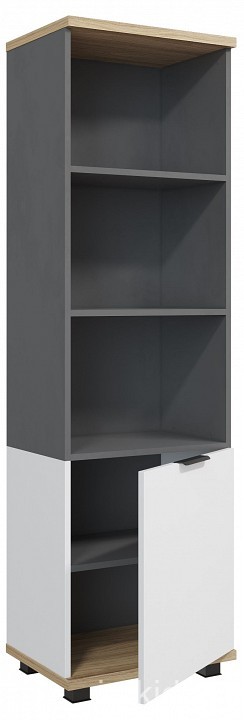 Стеллаж комбинированный СкайЛайт правый СЛ-05К (белый, блэквуд ячменный, графит меренга  510x370x1720)