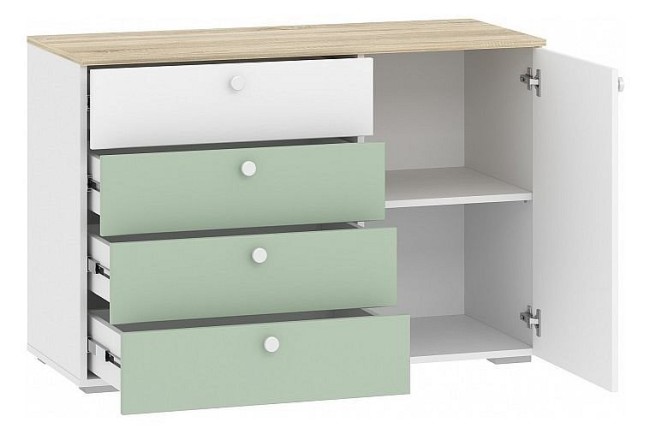 Комод Банни НМ 041.39 (белый, дуб сонома белый, макарун  1120х464х756)