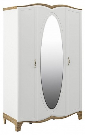 Шкаф платяной Тиффани New (белый, дуб прованс белый, зеркальный  1420x600x2200)