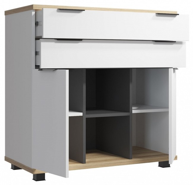 Тумба комбинированная СкайЛайт СЛ-10К (белый, блэквуд ячменный, графит меренга  900x450x912)