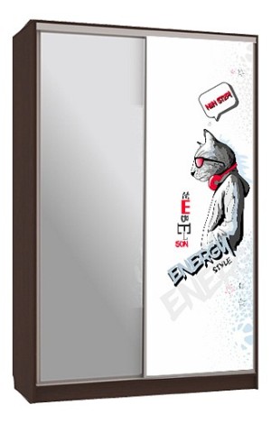 Шкаф-купе Гранд 9-600 Энерджи (венге зеркальный, цветной рисунок Энерджи  1500x604x2305)