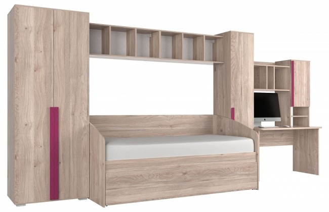 Гарнитур для детской Лайк К90 (дуб мария дуб мария, фуксия  )