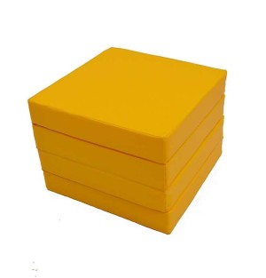 Мат № 11 (100 х 100 х 10) складной 4 сложения "KMSsport" жёлтый
