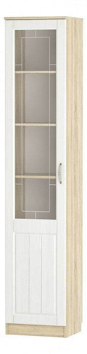 Шкаф-витрина Оливия НМ 040.43 Ф (дуб сонома дерево белое, неокрашенный  452x380x2198)