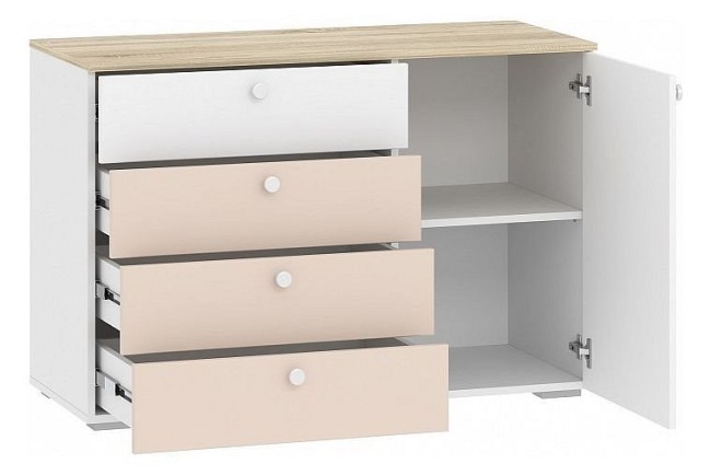 Комод Банни НМ 041.39 (белый, дуб сонома белый, бисквит  1120х464х756)