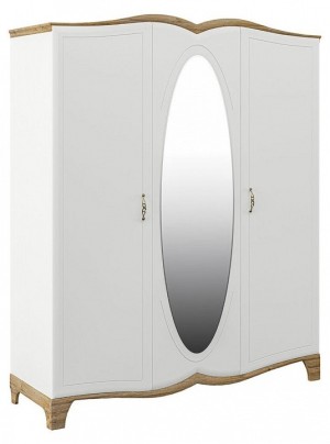 Шкаф платяной Тиффани New (белый, дуб прованс белый, зеркальный  1820x600x2200)