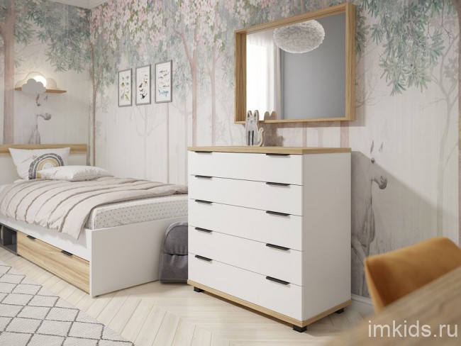 Комод СкайЛайт СЛ-11К (белый, блэквуд ячменный меренга  900x450x912)