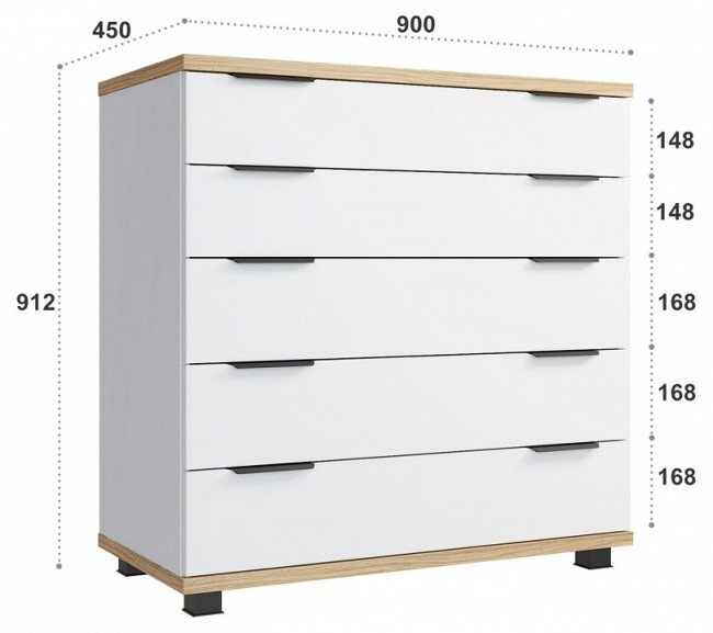 Комод СкайЛайт СЛ-11К (белый, блэквуд ячменный меренга  900x450x912)