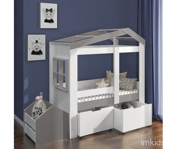 Кровать-домик Сказка с окошком и высокими ящиками
