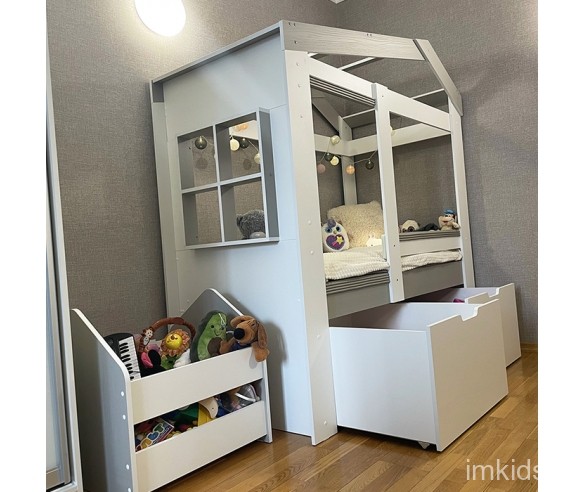 Кровать-домик Сказка с окошком и высокими ящиками