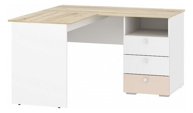 Стол письменный Банни НМ 041.41 (белый, дуб сонома белый, бисквит  1302x1302x756)