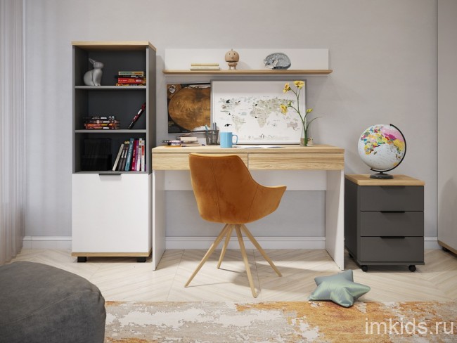 Тумбочка СкайЛайт СЛ-12К (белый, графит графит  404x450x565)