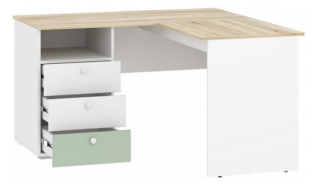 Стол письменный Банни НМ 041.41 (белый, дуб сонома белый, макарун  1302x1302x756)