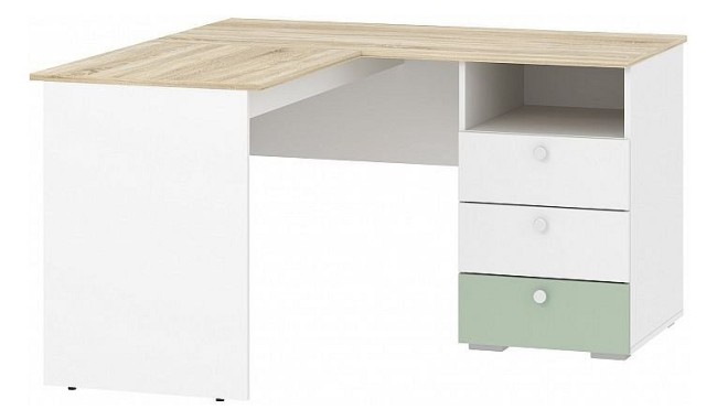 Стол письменный Банни НМ 041.41 (белый, дуб сонома белый, макарун  1302x1302x756)