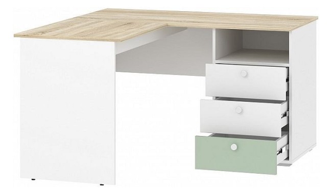 Стол письменный Банни НМ 041.41 (белый, дуб сонома белый, макарун  1302x1302x756)