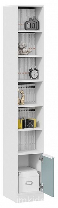 Стеллаж комбинированный Марли (белый серо-голубой  332x407x2132)