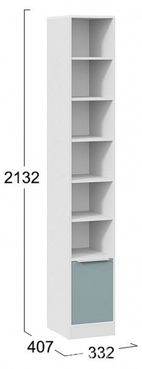 Стеллаж комбинированный Марли (белый серо-голубой  332x407x2132)