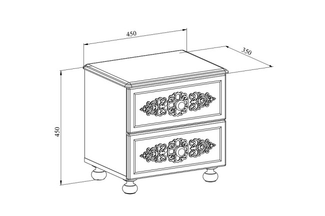 Тумбочка Ассоль АС-04 (белое дерево белое дерево  450x350x450)