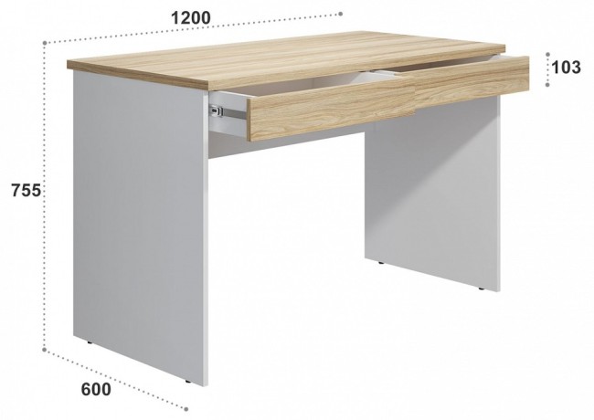 Стол письменный СкайЛайт СЛ-20К (белый блэквуд ячменный  1200x600x755)