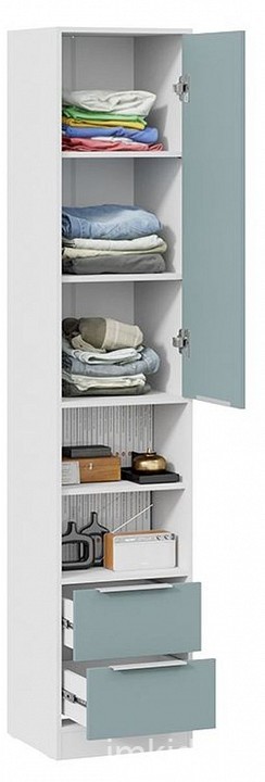 Шкаф платяной Марли (белый серо-голубой  436x407x2132)
