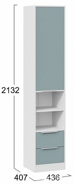 Шкаф платяной Марли (белый серо-голубой  436x407x2132)