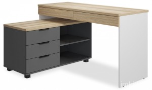 Стол письменный СкайЛайт СЛ-21К (белый, блэквуд ячменный, графит блэквуд ячменный, графит  1350x1070x755)