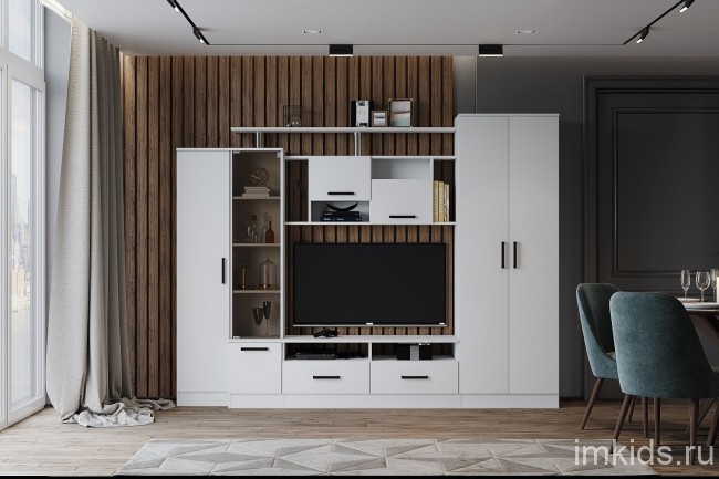 Стенка в гостиную Оскар-5, белый