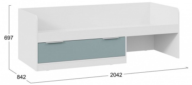 Кровать Марли (белый серо-голубой  2042x842x697)