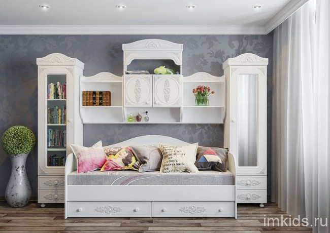 Шкаф-витрина Ассоль АС-01 (белое дерево белое дерево  532x416x2060)