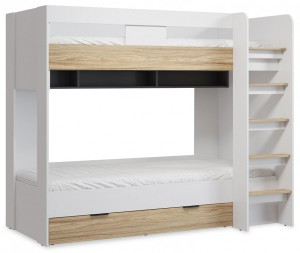 Кровать двухъярусная СкайЛайт СЛ-30К (белый, блэквуд ячменный, графит блэквуд ячменный  1143x2054x1735)