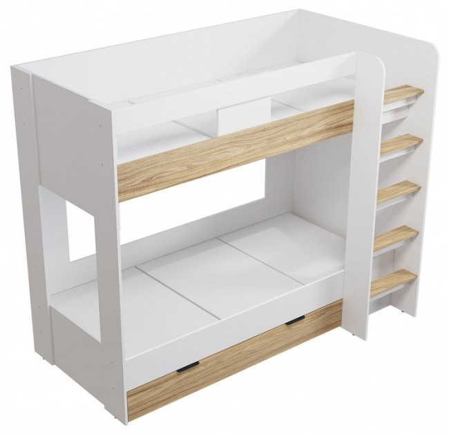 Кровать двухъярусная СкайЛайт СЛ-30К (белый, блэквуд ячменный, графит блэквуд ячменный  1143x2054x1735)