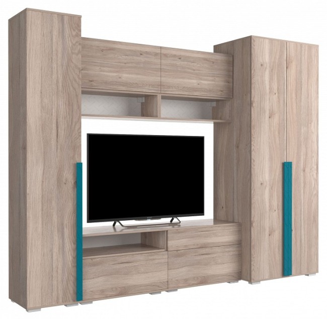 Стенка для гостиной Лайк КГ12 (дуб мария дуб мария, изумруд  )