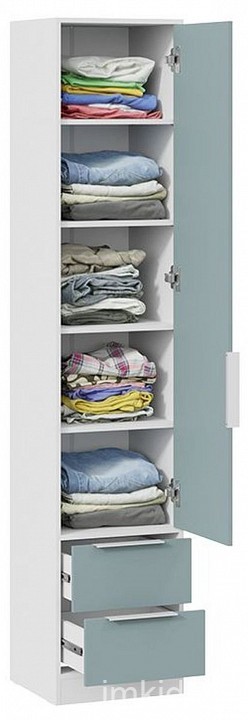 Шкаф для белья Марли (белый серо-голубой  436x407x2132)