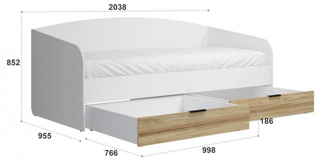 Кровать СкайЛайт СЛ-31К (белый блэквуд ячменный  955x2038x852)