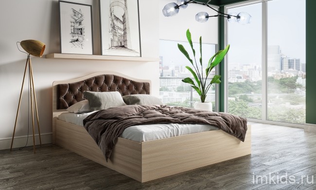 Кровать с подъемным механизмом Дели 160х200, дуб сонома/шоколад