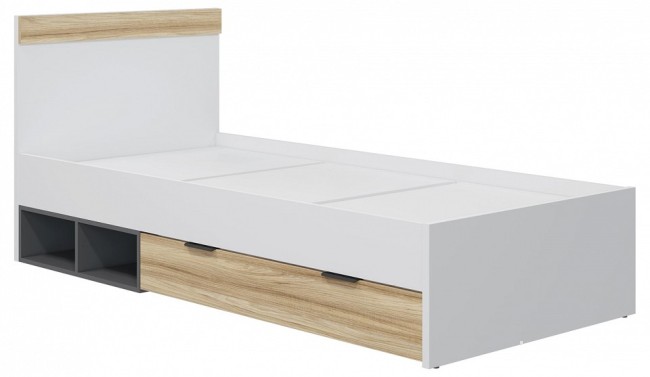 Кровать СкайЛайт СЛ-32К (белый, блэквуд ячменный, графит   948x2060x900)