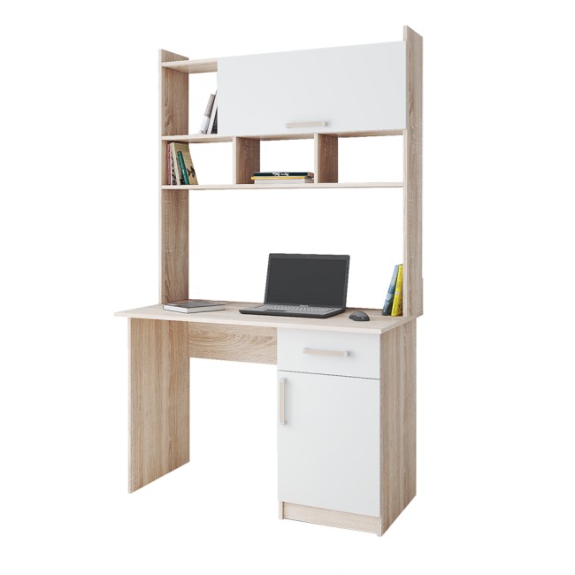 Стол компьютерный Квартет-10, дуб сонома/белый