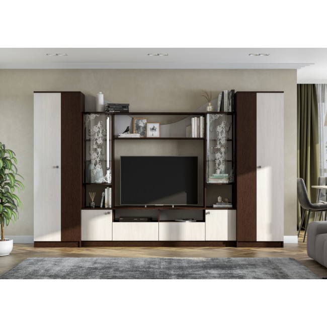 Стенка в гостиную МГС 8, дуб венге/ясень анкор светлый Стенка в гостиную МГС 8, дуб венге/ясень анкор светлый